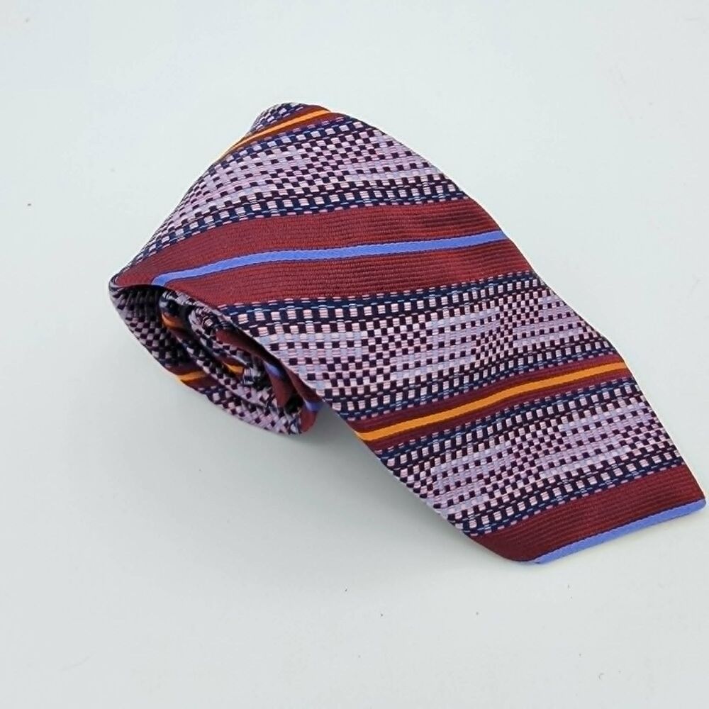 Robert Graham Maroon/Blue Necktie Silk Knowledge Wisdom Truth size 60 x 3.25